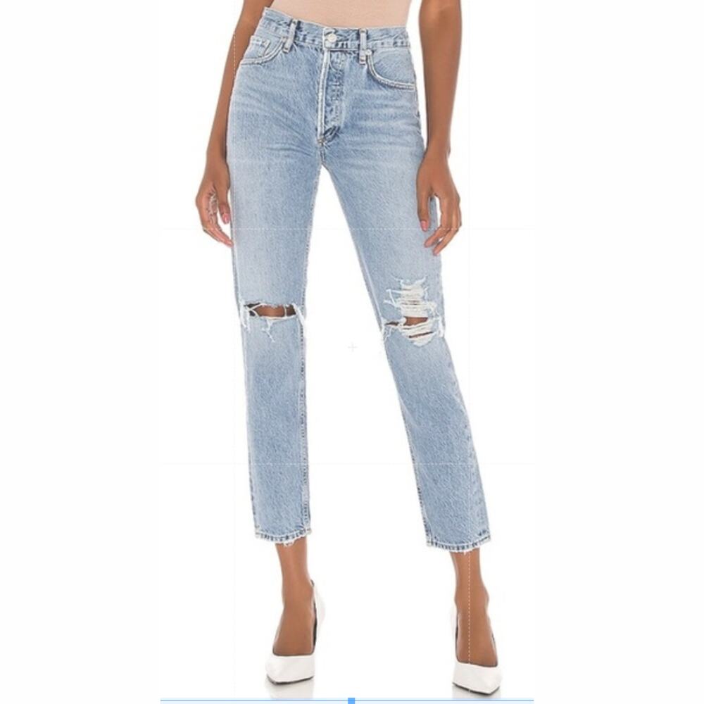 AGOLDE Jamie High Rise Classic Jeans Blue Light Wash 27